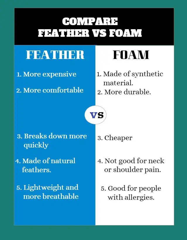 infographic of which pillow is better feather or foam